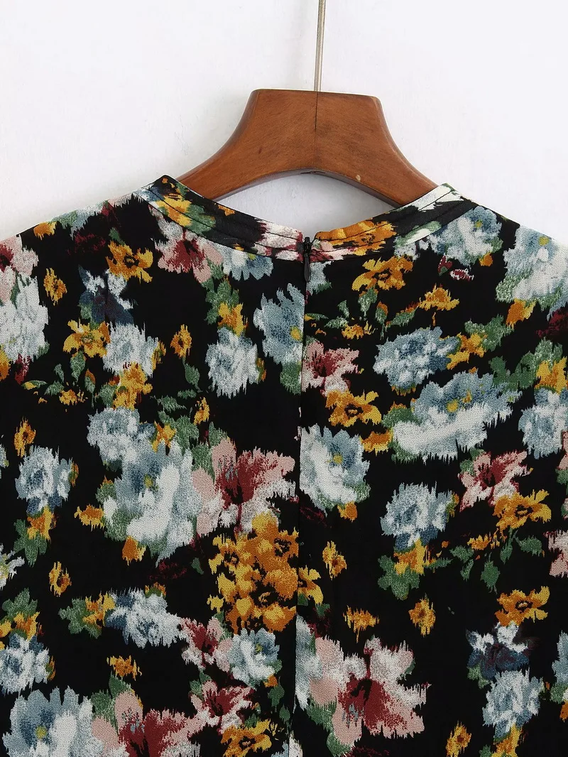 Блестящая шифоновая блузка с цветочным принтом женская рубашка летняя Новинка