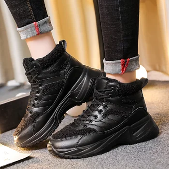

Women Sneakers Ankle Boots Winter Keep Warm Wool Running Cotton Shoes High-top Leisure Snowfield Boots Girls Footwear Outdoor