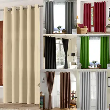 

Thermal Blackout Blockout Eyelet RING TOP Door Curtain 66x 84+Free Tie Back Hot