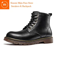 Xiaomi Mijia/зимние мужские ботинки; уличные Зимние ботильоны; Мужская Рабочая обувь; оксфорды; нескользящие ботиночки; зимние ботинки на меху; черные кожаные ботинки
