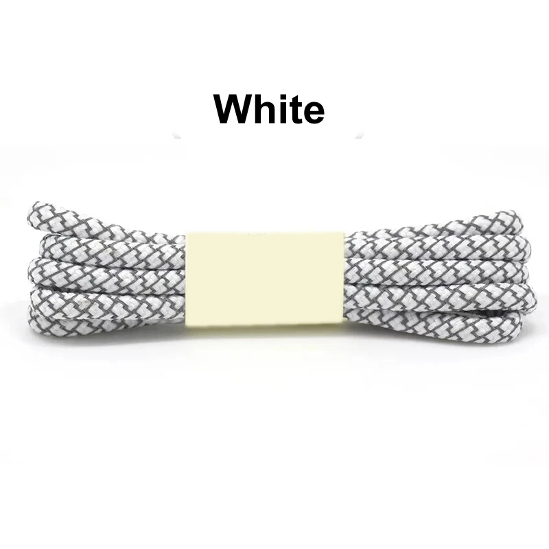 White 1 пара 3 м светоотражающие шнурки Одежда высшего качества круглые шнурки для ботинок ботинки и шнурки для кроссовок 19 Цвета Длина 100 см 120 см 140 см 160 см - Цвет: White