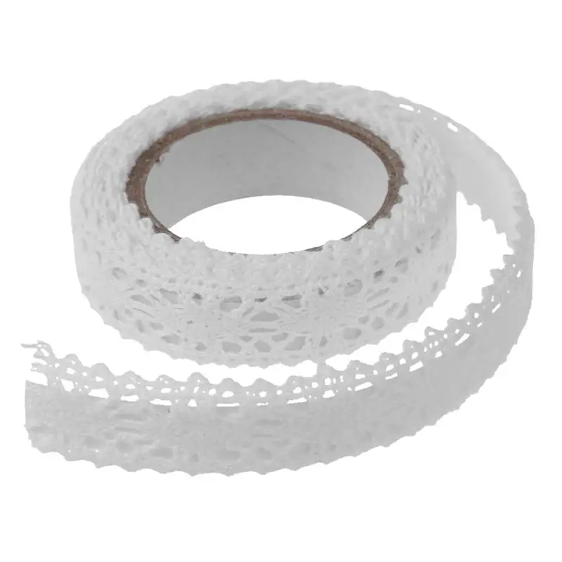 Promotion! 5pcs Roll Lace Ribbon Decorative Adhesive Sticker Galon Masking Tape washi DIY 18mm White