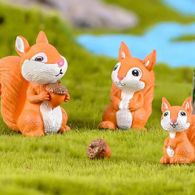 3 шт. милая семейная фигурка белки модель садовое сказочное украшение стеклянные