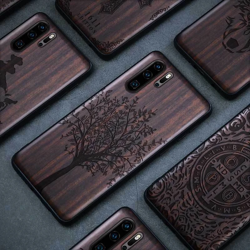 Чехол из сандалового дерева для Huawie P30 Pro mate 30 Pro 20 Honor 20 20s Nova 5T чехол 3D рельефный узор Деревянный Твердый чехол Funda