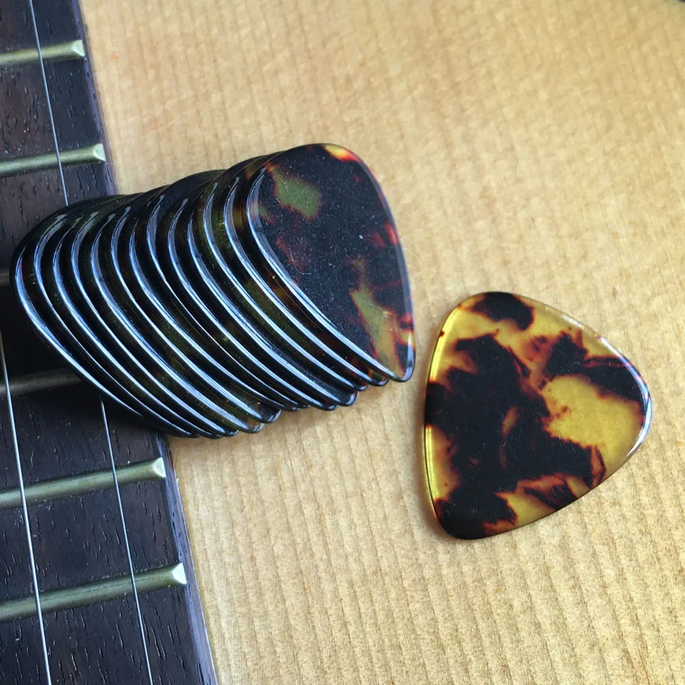 100 Plettri Per Chitarra In Celluloide, Sottili 0.46mm, Colore Tartaruga, Marrone