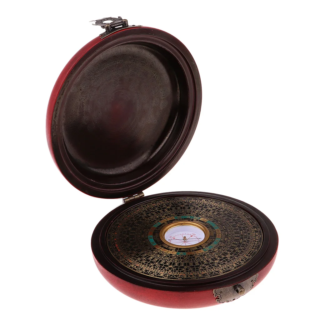 5 Inch Vintage Feng Shui Luo Pan Ancient Geomantic Compass with Wooden Case