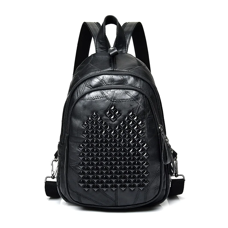 2020 summer burst leather women's bag European and American fashion backpack multi-functional trend rivet double shoulder bag