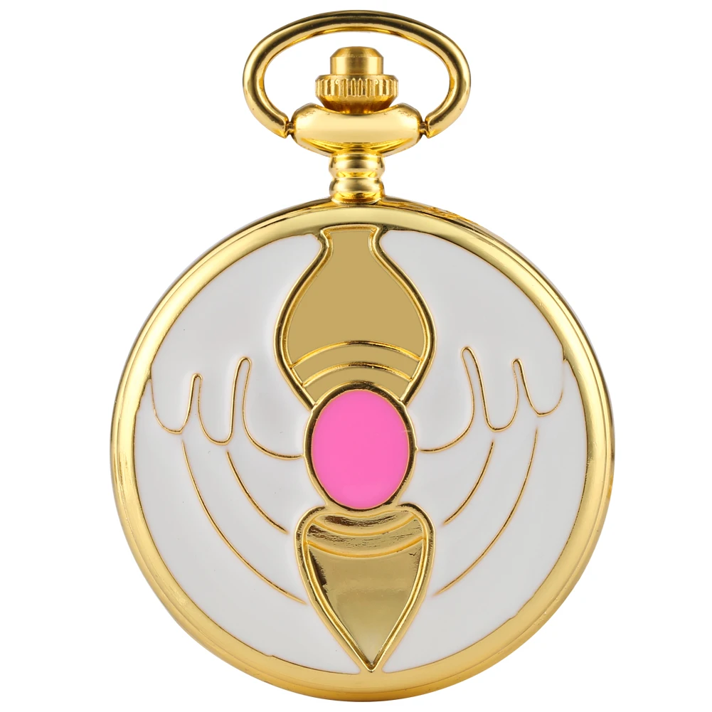 Luxury Gold Heart-shaped Gem Quartz Pocket Watch with Cardcaptor Sakura Accessory Pendant Necklace Chain Steampunk Women Gifts images - 6