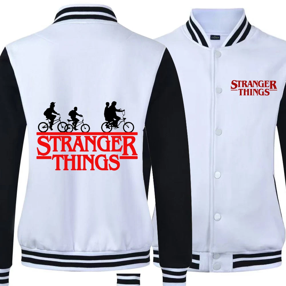 

2019 Autumn Keep Warm Stranger Things Hoodies Male Bomber Jacket Baseball Loose Jackets College Style Coats College Uniform