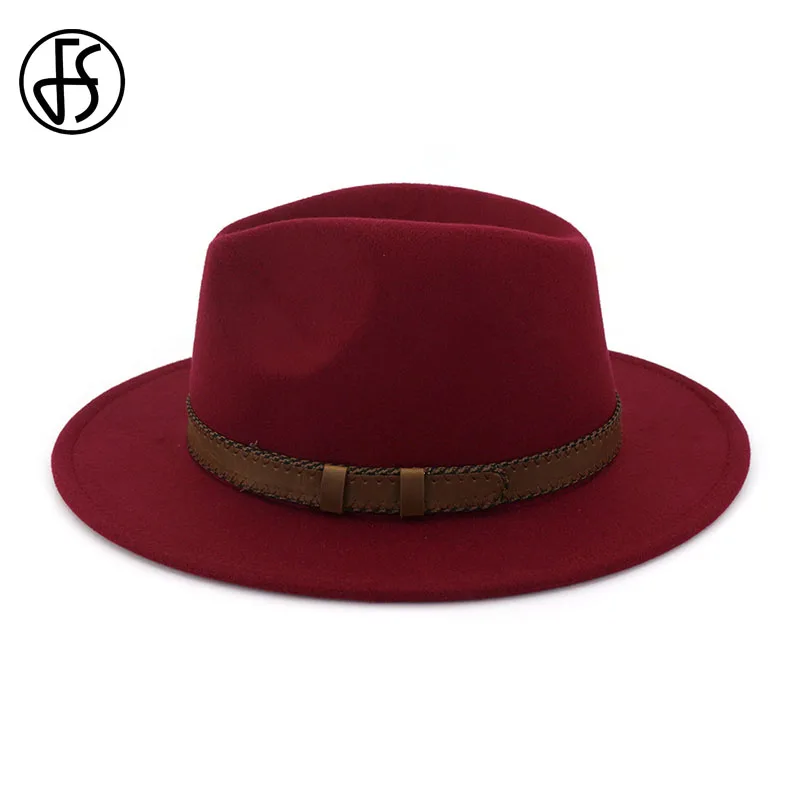 FS унисекс шляпа Федора с поясом из ленты широкополая Панамская Винтаж шерстяной