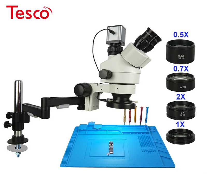 

38MP HD 3.5-90X Universal Rotatable Arm Stand Trinocular Stereo Soldering Microscope HDMI USB TF Camera LED Light Phone Repair