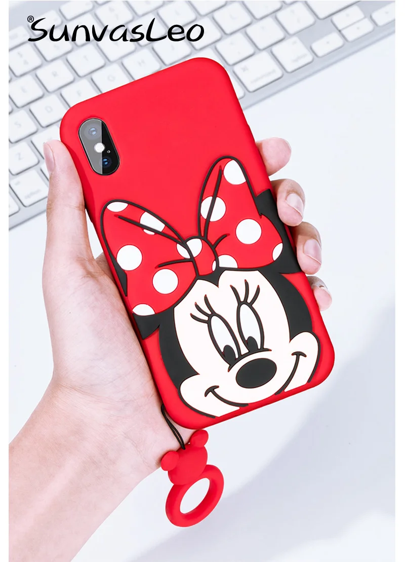 Big Minnie Для iPhone 5, 5S, 5C, SE, 6, 6s, 7, 8 Plus, X, XS, XR, XS Max, 3D, милый детский чехол для мобильного телефона с мультяшными животными, мягкий силиконовый чехол-накладка - Цвет: Big Minnie