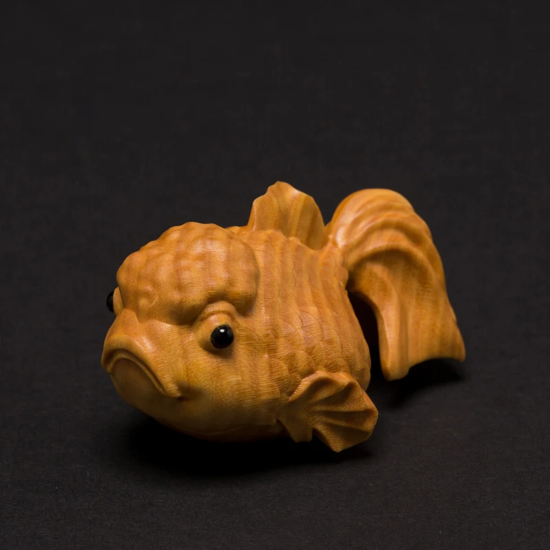 Boxwood 6CM Fish Sculpture Wood Carving Animal Statue Goldfish Lucky Home Decor | Дом и сад