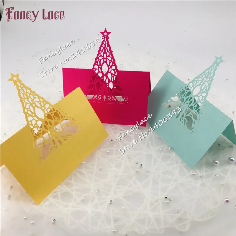 50Pcs Wedding Name Cards laser cut Pearlesenct paper Birthday Party Invitation table for party home Decoration | Дом и сад