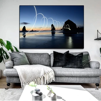 

Landscape Dusk Seaside Beach Sky Sunset Glow Canvas Painting Posters Wall Art Picture for Living Room Home Decor No Frame