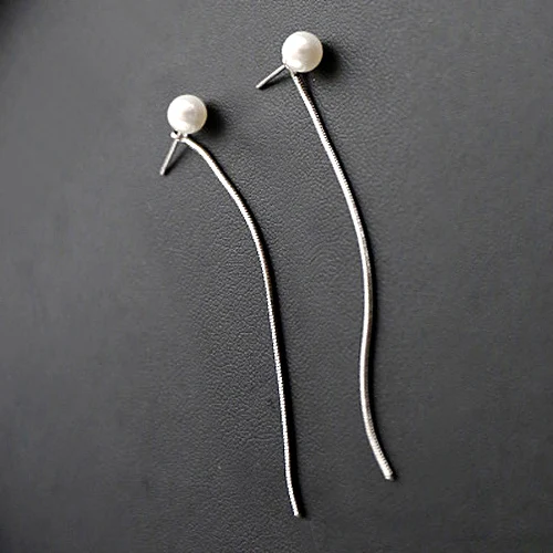 Silver pearl short Корейские элегантные посеребренные висячие серьги фианит драгоценный камень жемчужные длинные висячие серьги с кисточками для женщин Brincos Bijoux - Metal Color: Silver pearl short