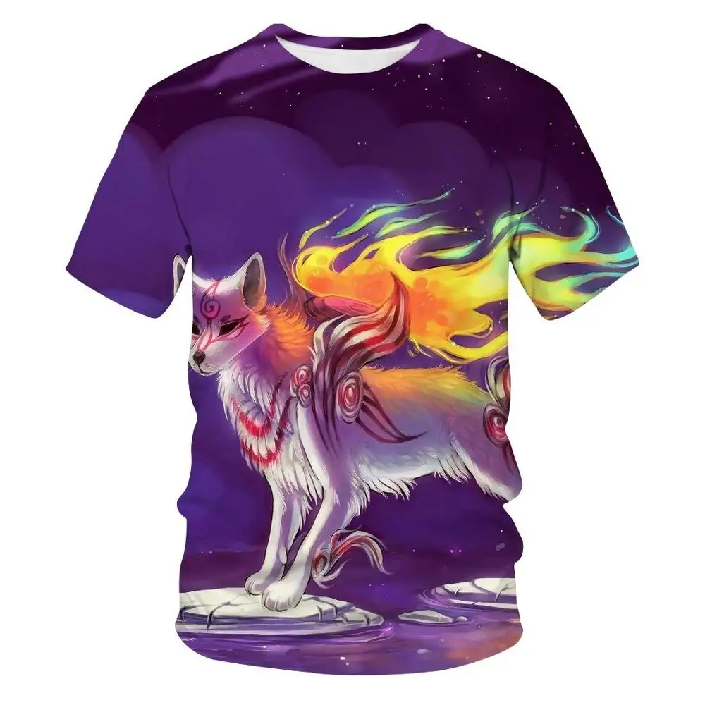 

3D Fox Print T shirts Men Women Summer Harajuku Clothing Hip Hop Fashion Tees Tops Cute Animal Graphic T-Shirt Boys and girls