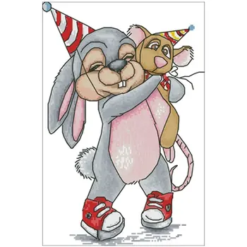 

Happy birthday big rabbit patterns Counted Cross Stitch 11CT 14CT 18CT DIY Chinese Cross Stitch Kits Embroidery Needlework Sets