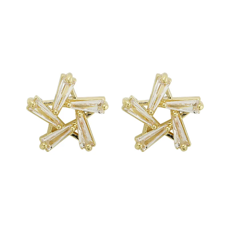 

Trendy Cubic Zircon Crystal Star Stud Earrings Shining Stone Luxury Simple Earrings For Women Girls Wedding Party Jewelry Gift