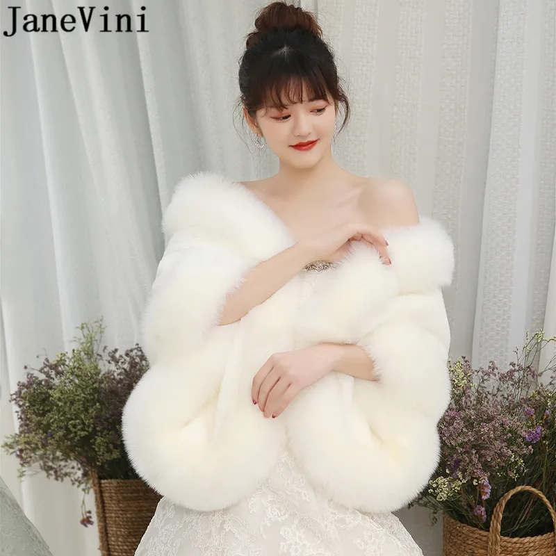 JaneVini Plus Size 165*55 cm Women Fur Jacket Cape Shawl Winter Stole Wedding Bolero Bridal Wraps Faux Red Rouge - AliExpress
