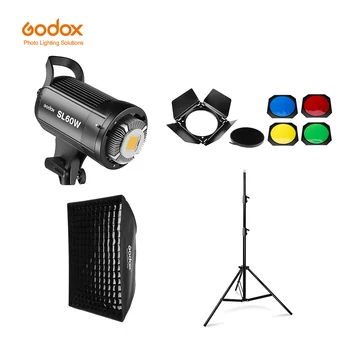 

Godox SL-60W LED Video Light 5600K White Version LED Continuous Light + 190cm Light Stand + 60x90cm Bowens Softbox Kit