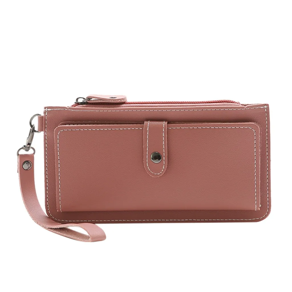 Women Long Wallets Fashion Solid Handbags Multi-Function Coin Purse Cards ID Cards Holder Leather Money Bag Clutch Wallet