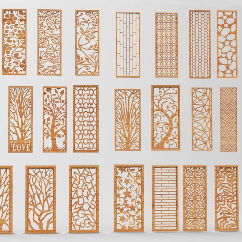 26pcs Panels Partition 3d model for cnc in STL file format Hollow out floral carving Door and window partition DIY Home Decor