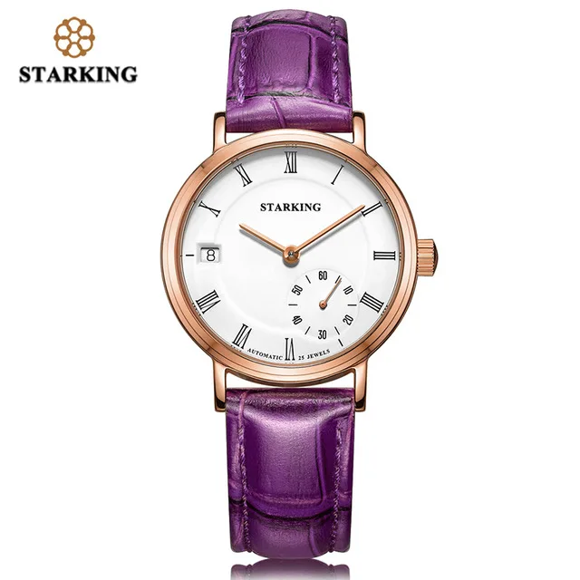 AL0198RL01 Механические Женские часы STARKING с сапфировым стеклом, водонепроницаемые, 5 АТМ, автоматические, с автоматической датой, из натуральной кожи - Цвет: AL0198RL01