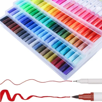 

100 Color Coloring Pens Art Markers Anime Lettering Waterolor Painting Brush Pen Dual Tip Marker Set