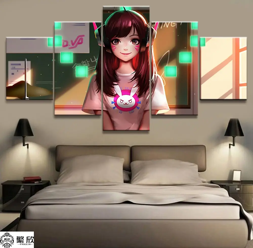 5 Панель патруля D.VA игры печатные картины холст для Гостиная Wall Art дома HD декор