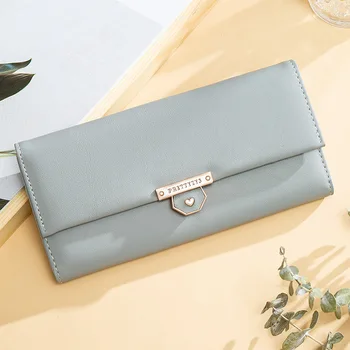 

New Style Women'S Long Wallet Japanese Korean Hipster 3 Zhe Love Snap Clutch