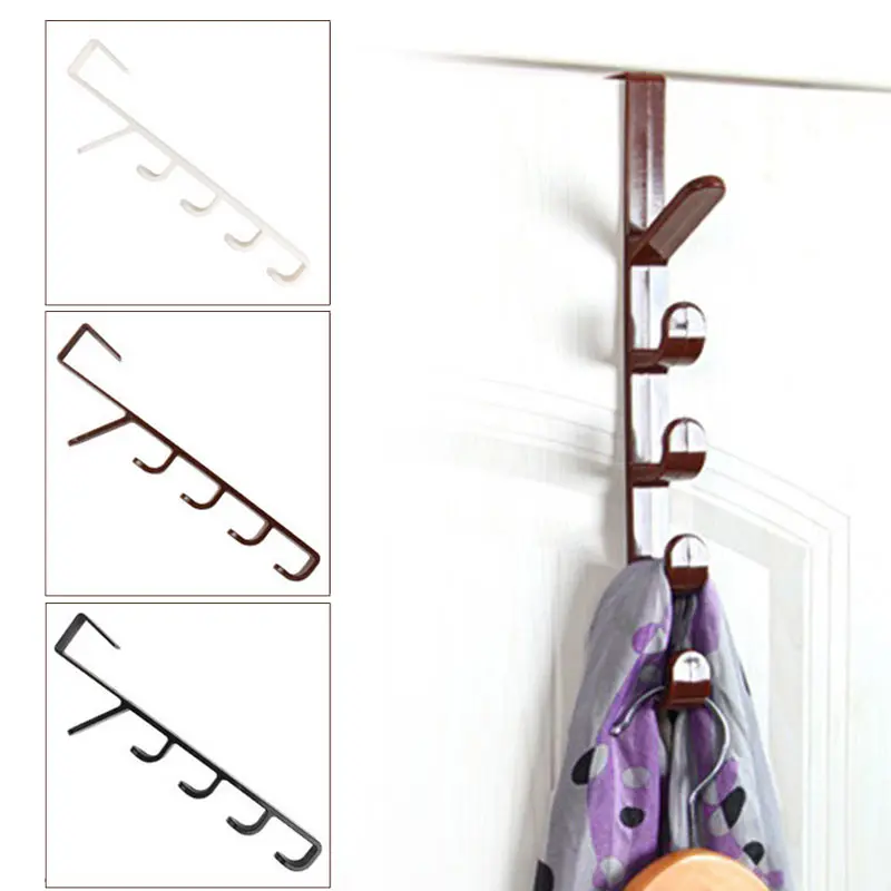 

Door Hanger Door Back Style ABS Cupboard Rack Cabinet Garbage Bags Organizer Hanging Storage Five Hook Hanger Hook Living room