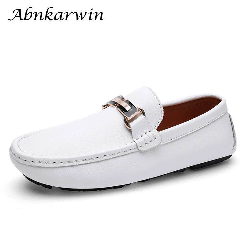 

White Leather Mens Loafers Slip On Shoes Men Casual Loafer Summer Mocasines Hombre Lofer Instappers Heren Breathable