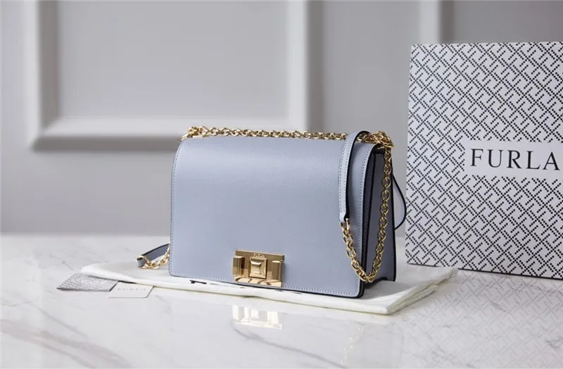 1 Оригинальные женские сумки FURLA, высококачественные женские кожаные сумки Furla дымчатого синего цвета, размер L 24 см x 8 см x 16 см - Цвет: 1