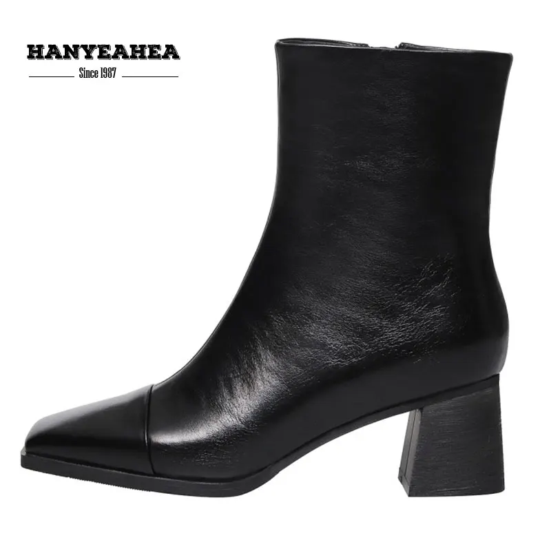 

Spuare Toe Women's Winter Boots Neutral Punk Women's Boots Leisure Fashion 34-39 Black Hot Sales Zipper Female Boot
