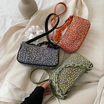 

Creative Fashion Chain Shoulder Bags Classic Texture Delicate Chic Women Simple Sequins Totes Travel Shopping Handbag