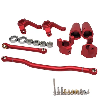 

RC 1/10 CAR Axial SCX10 Upgraded Accessories METAL Front Knuckle + Steering Link Rod + C Hub Carrier + Rear Axle Lock Out,Red
