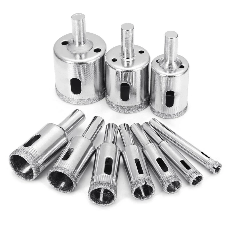 

Diamond Drill Bits,10Pcs 6-32mm Hole Saw Diamond Drill Bit Hollow Core Drill Bit Set for Diamond Coating, Carbon Steel for Glass