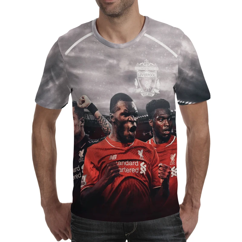 Футболка «Ливерпуль», футболка с 3D принтом «you'll never walk alone football Fan Club YNWA», удобная футболка, футболка «Реал»
