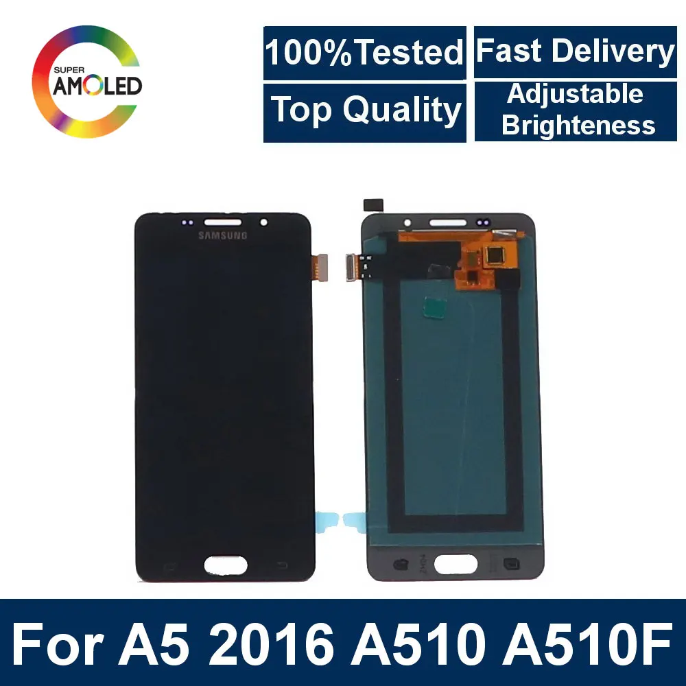 Продажа AMOLED жидкокристаллический дисплей подходит для samsung Galaxy A5 2016 A510F A510M A510FD A5100 A510Y font b lcd b font сенсорный экран дигитайзер comp