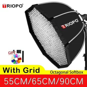 

TRIOPO 55cm 65cm 90cm Octagon softbox with Gird andle Umbrella For Godox Camare Flash speedlite photography studio accessories