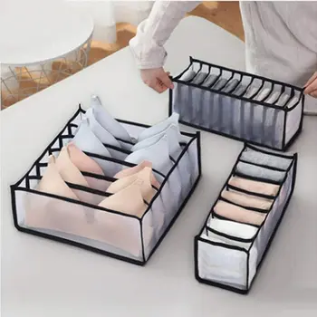 

3PC 3/7/11 lattice Mesh Underwear Storage Box Drawer Type Separation Household Dividers for Socks /Ties/Bras Nylon storage box