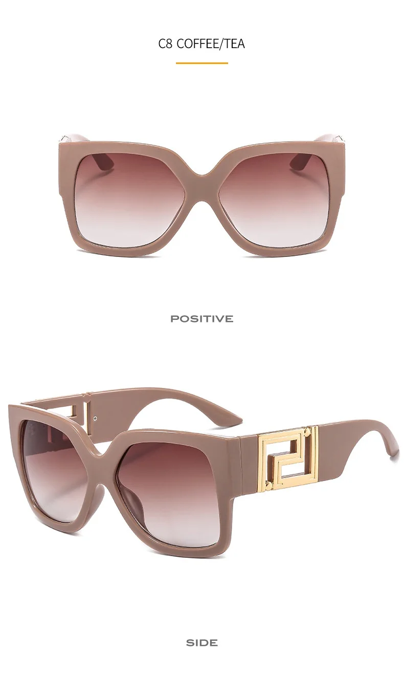 2021 New Fashion Brand Square Sunglasses For Women Vintage Oversized Graident Cat Eye Sun Glasses Female Black Leopard Men Shade big sunglasses for women