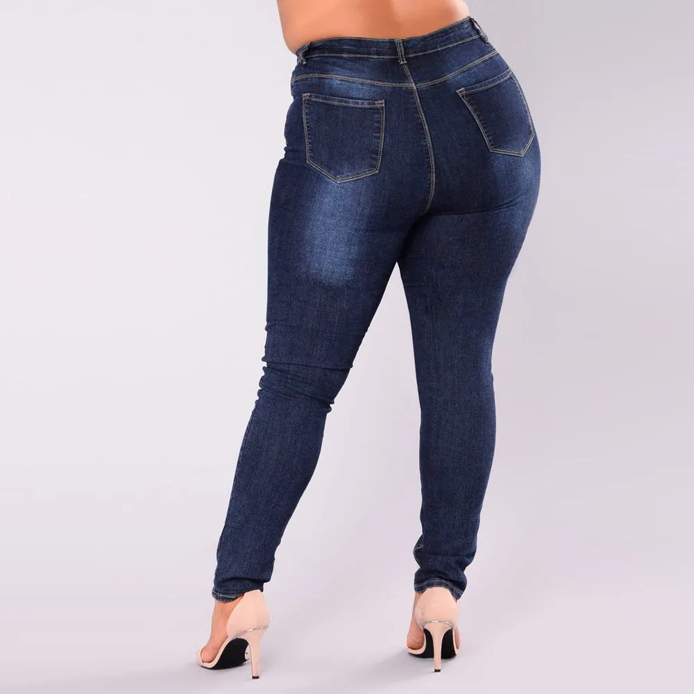 Женская одежда размера плюс 5XL джинсы сексуальные Стрейчевые узкие джинсовые брюки модные повседневные узкие джинсы с высокой талией