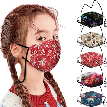 

Children Christmas Mouth Mask for Prints Protection Respirator Washable Earloop Halloween Covers Unisex Cover Mouth Pack Of 5