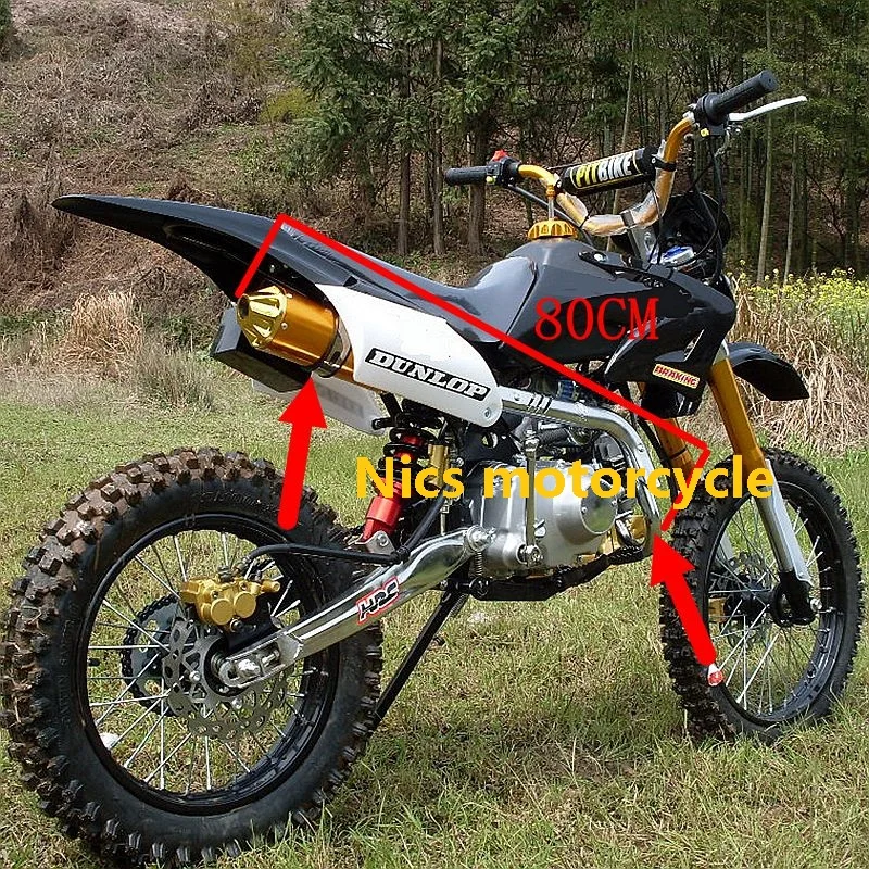 Eachbid High Performance Exhaust Racing Muffler Silencer Pipe Assembly System Kit Suitable for 70cc 110cc 125cc ATV Dirt Bike Motocross Red 