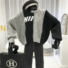 *#Best Price Loose Knitted Sweaters for Women Casual Patchwork O-Neck Jersey De Mujer Invierno Winter 2019 Womans Sweaters New Arrival *#Best Price Loose Knitted Sweaters for Women Casual Patchwork O-Neck Jersey De Mujer Invierno Winter 2019 Womans Sweaters New Arrival