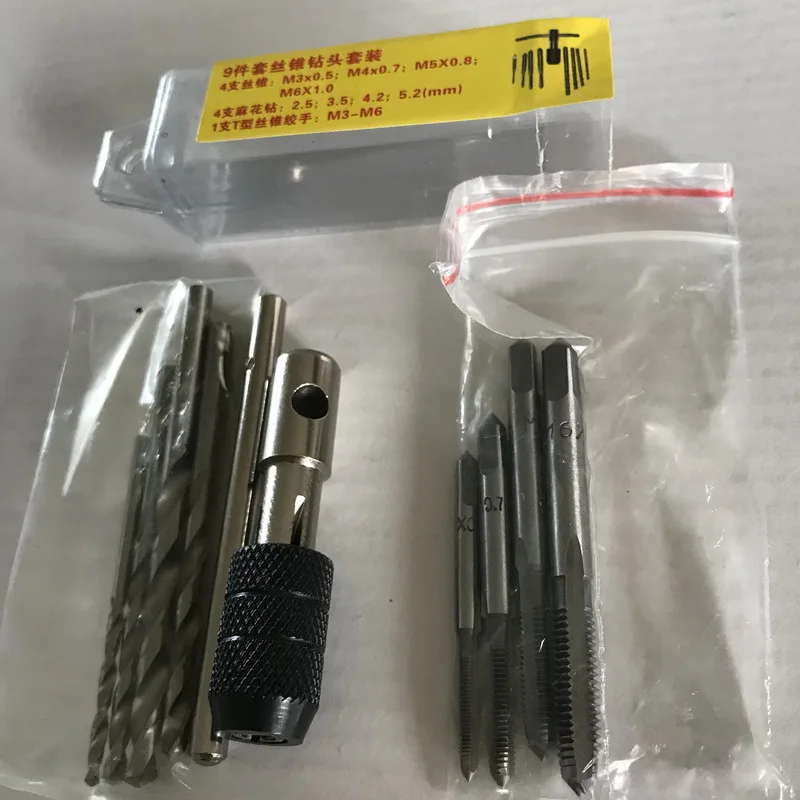 Manual da Torneira e Morrer o Envio Gratuito de 9 t tipo Chave Casa Faça Você Mesmo Finalidade Conjuntos Chave 1pc M3-m6 4 Broca Torção 4pcs Torneiras Pçs - Set - Image 4