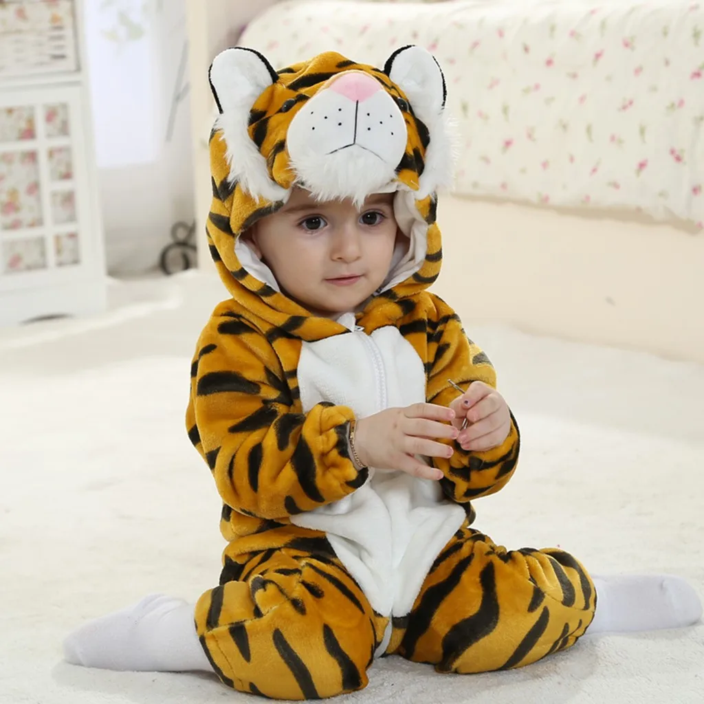 Одежда для детей; комбинезон для новорожденных; милый маленький тигровый комбинезон; одежда из мягкого хлопка для мальчиков и девочек