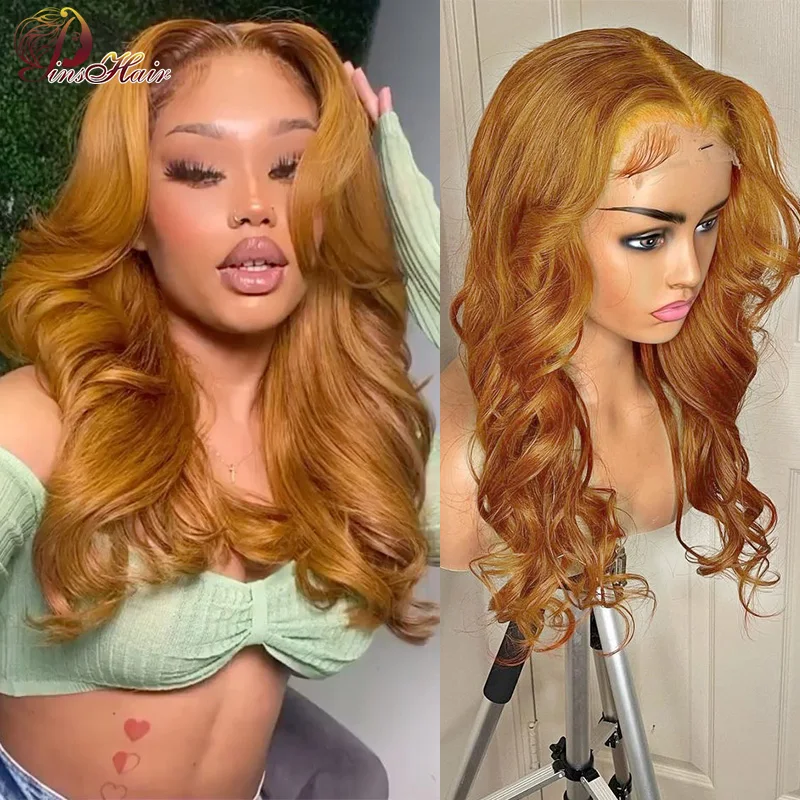 Honey Blonde Colored Body Wave Lace Front Human Hair Wigs Transparent Lace Front Wigs For Women Brazilian Ginger Human Hair Wig